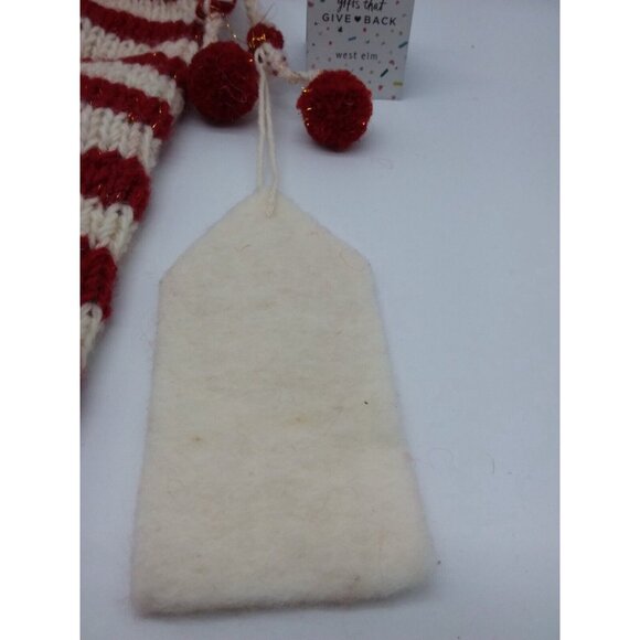 West Elm griffin Striped Knit Wool Christmas Holiday Stocking Handcrafted - Picture 8 of 12